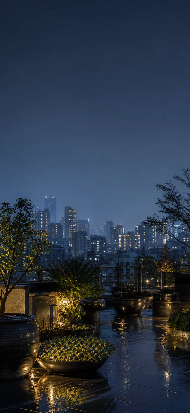 Rainlit Rooftop Calm
