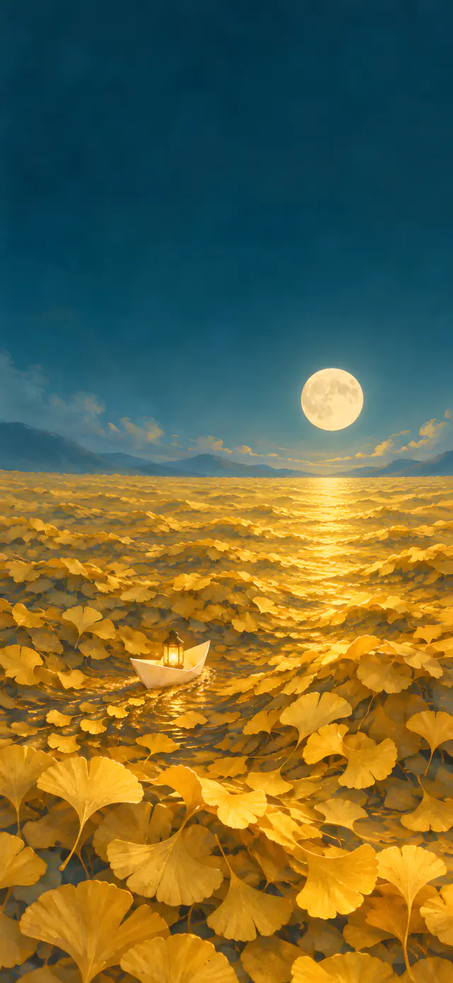 Paper Boat on a Ginkgo Sea