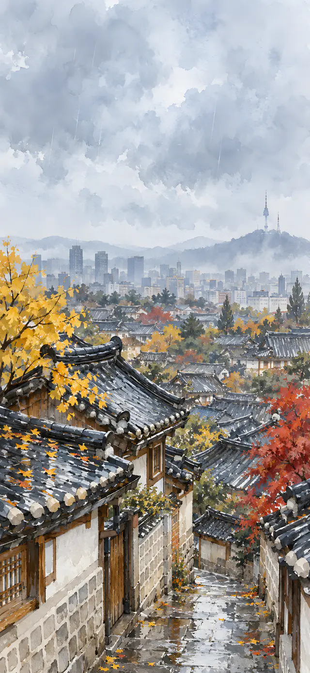 Bukchon in Autumn Rain