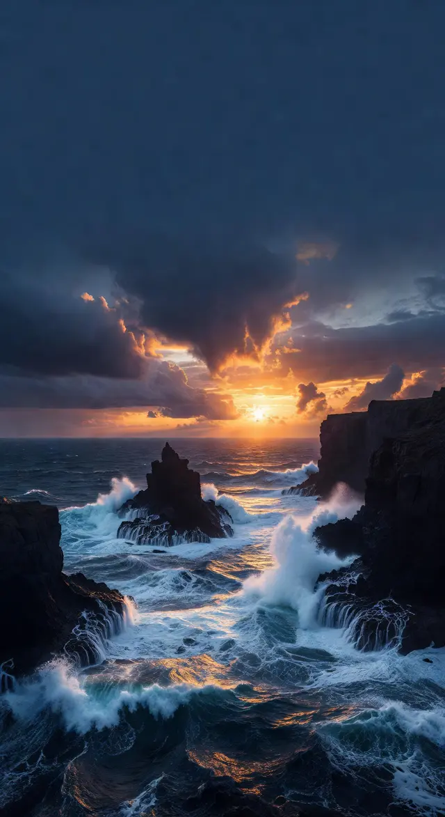 Stormy Ocean Cliffs