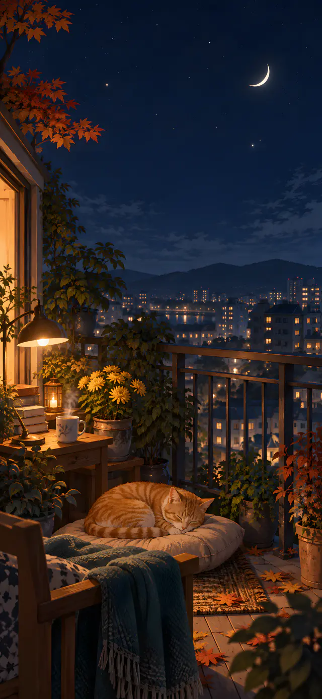 Autumn Night Balcony
